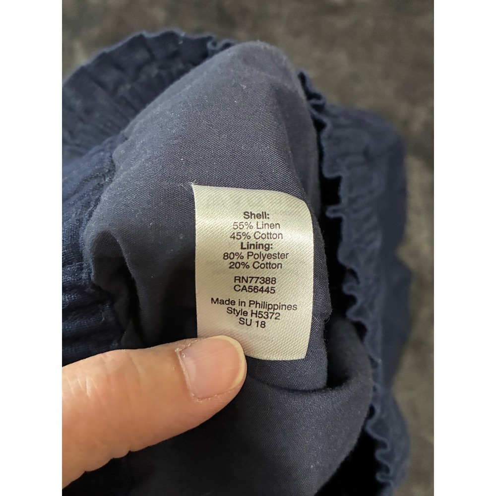 J.Crew Factory Navy Blue Linen Cotton Blend Paperbag Waist Skirt Size00 (B8) - Picture 4 of 8